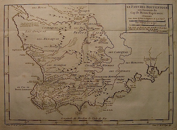 Bellin Jacques-Nicolas (1703-1772) Le Pays des Hottentots, aux Environs du Cap de Bonne Espérance 1750 ca. Parigi
